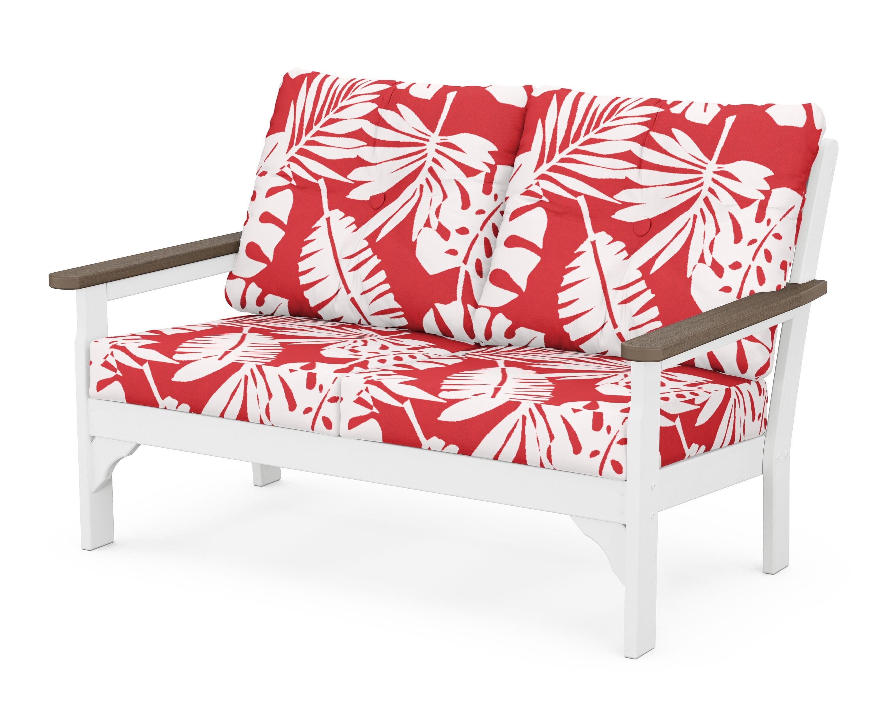 POLYWOOD® Vineyard Deep Seating Loveseat in White / Kona / Leaf Crimson