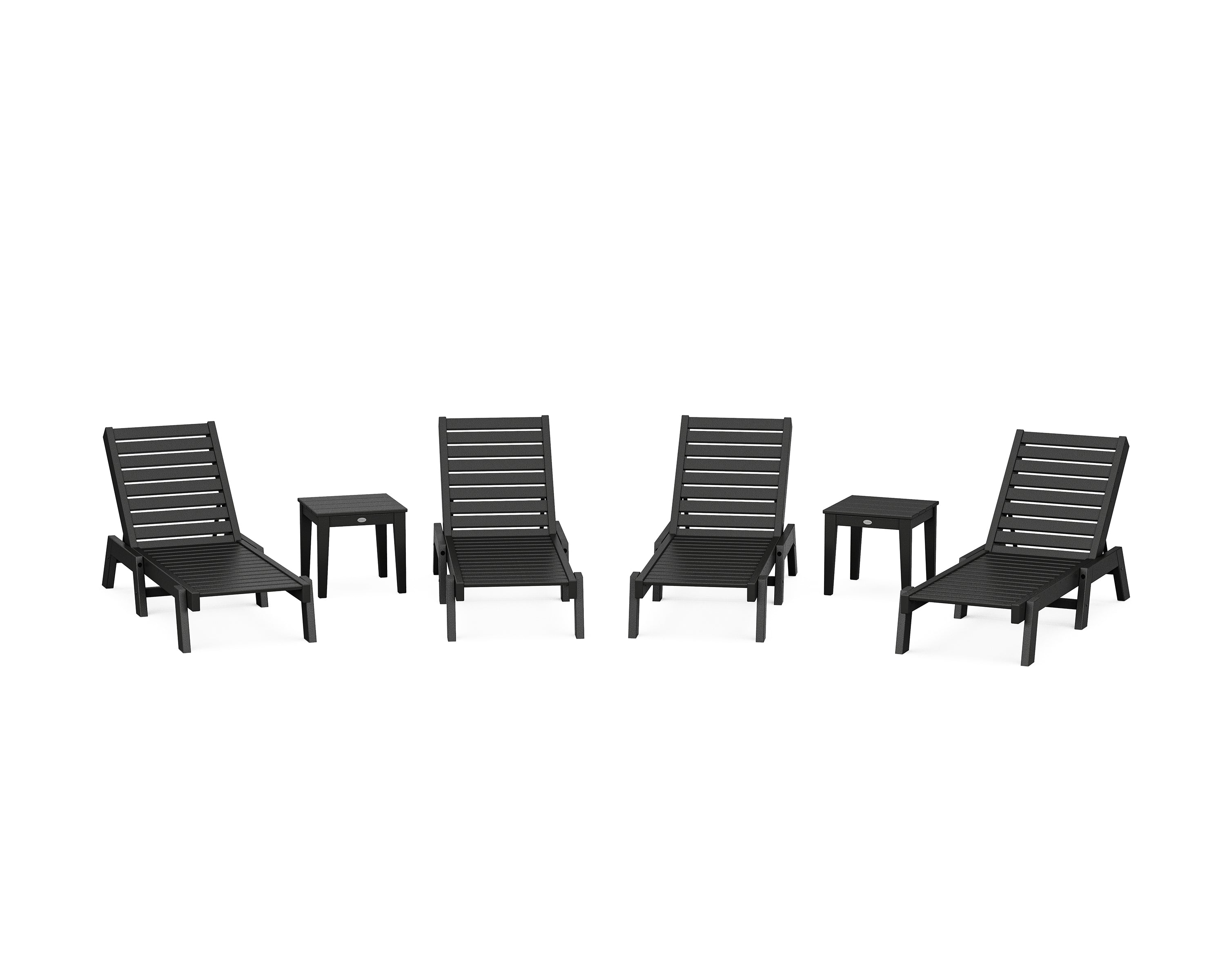 POLYWOOD® Captain Chaise 6-Piece Set in Black