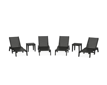 POLYWOOD® Captain Chaise 6-Piece Set in Black