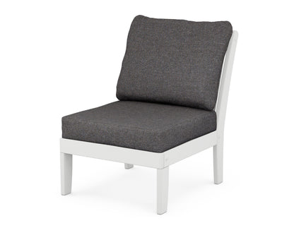 POLYWOOD® Braxton Modular Armless Chair in White / Ash Charcoal