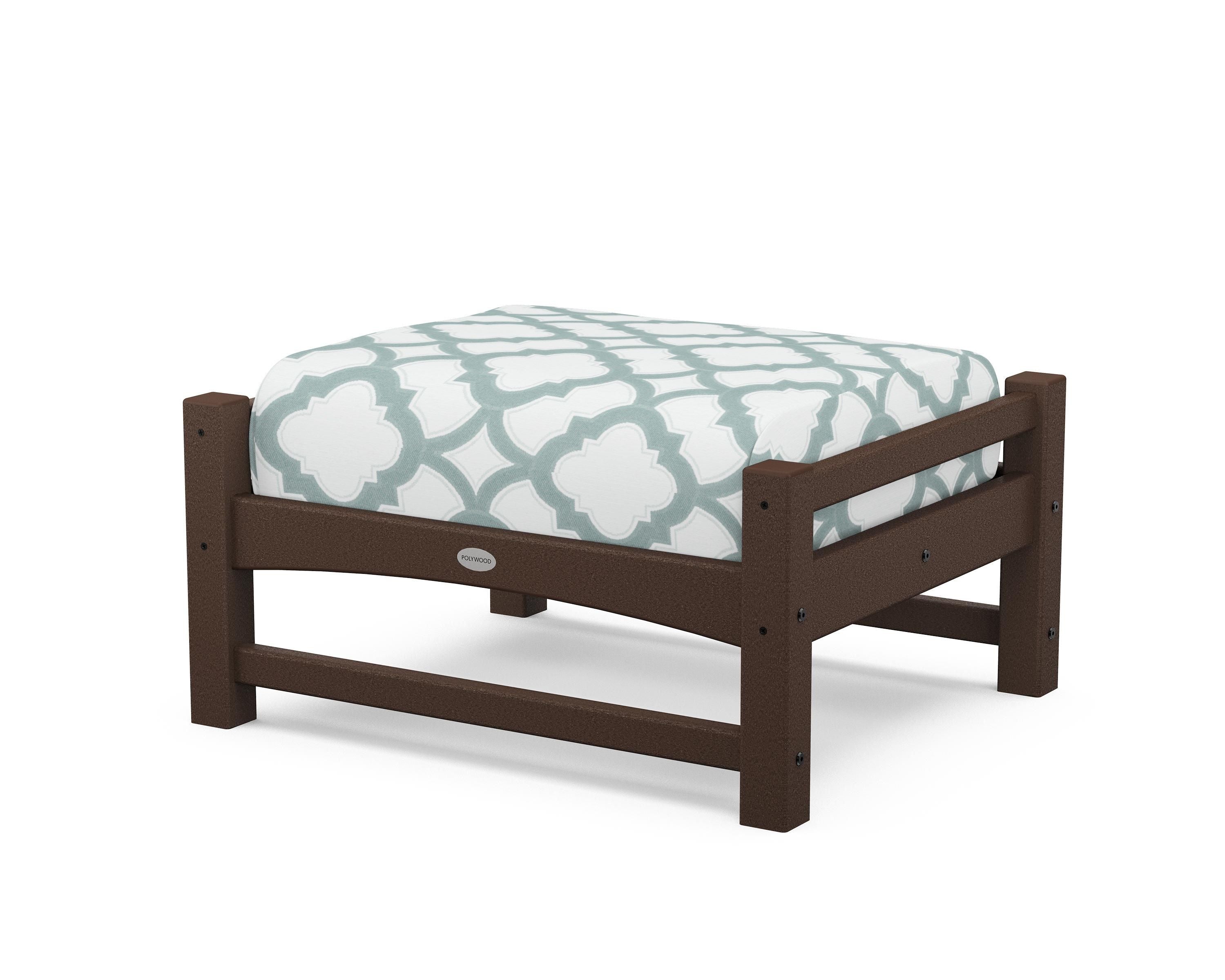 POLYWOOD® Club Ottoman in Mahogany / Trellis Glacier Spa