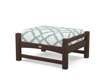 POLYWOOD® Club Ottoman in Mahogany / Trellis Glacier Spa