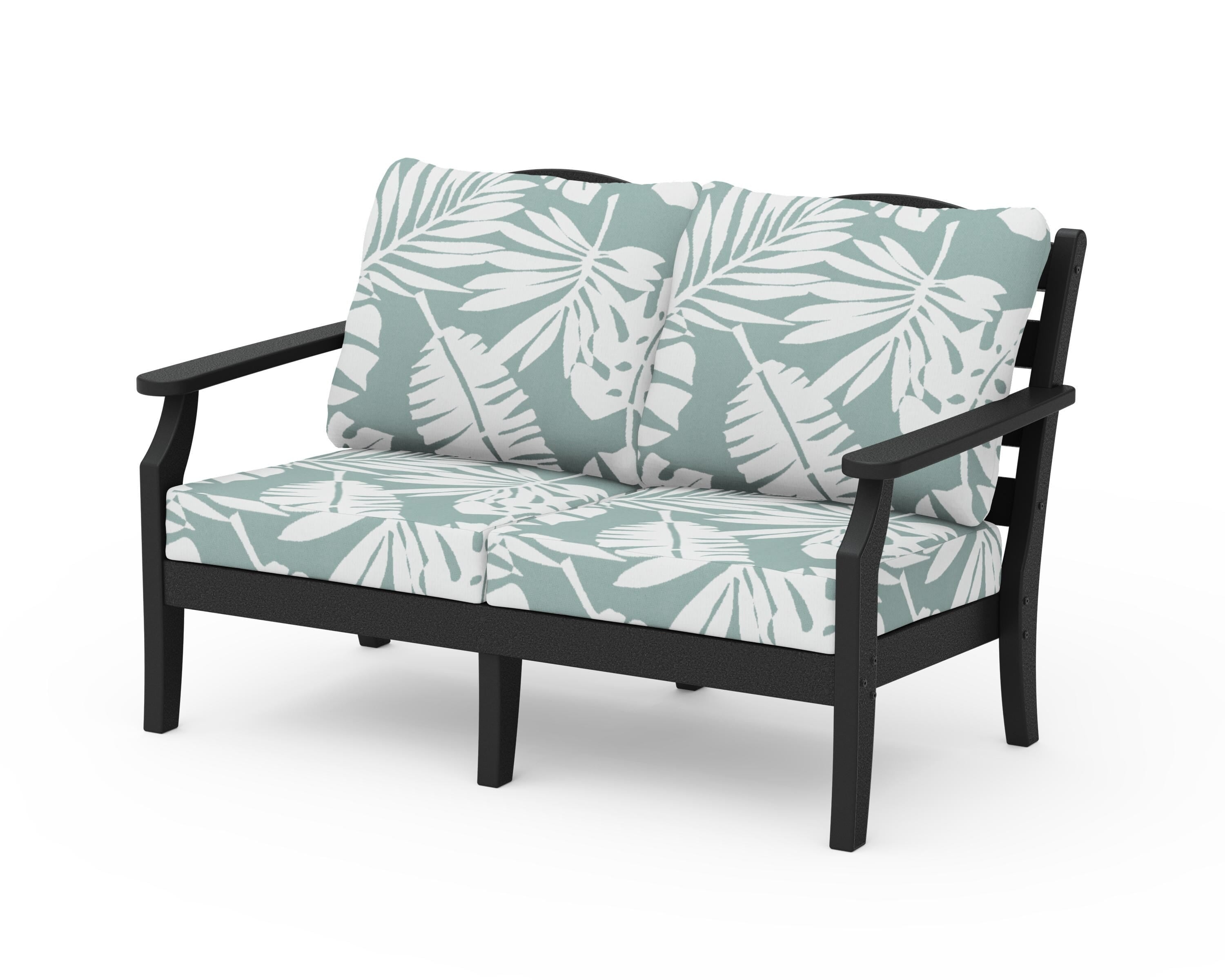 Draper James™ by  POLYWOOD® Savannah Deep Seating Loveseat in Black / Leaf Glacier Spa