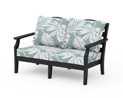 Draper James™ by  POLYWOOD® Savannah Deep Seating Loveseat in Black / Leaf Glacier Spa