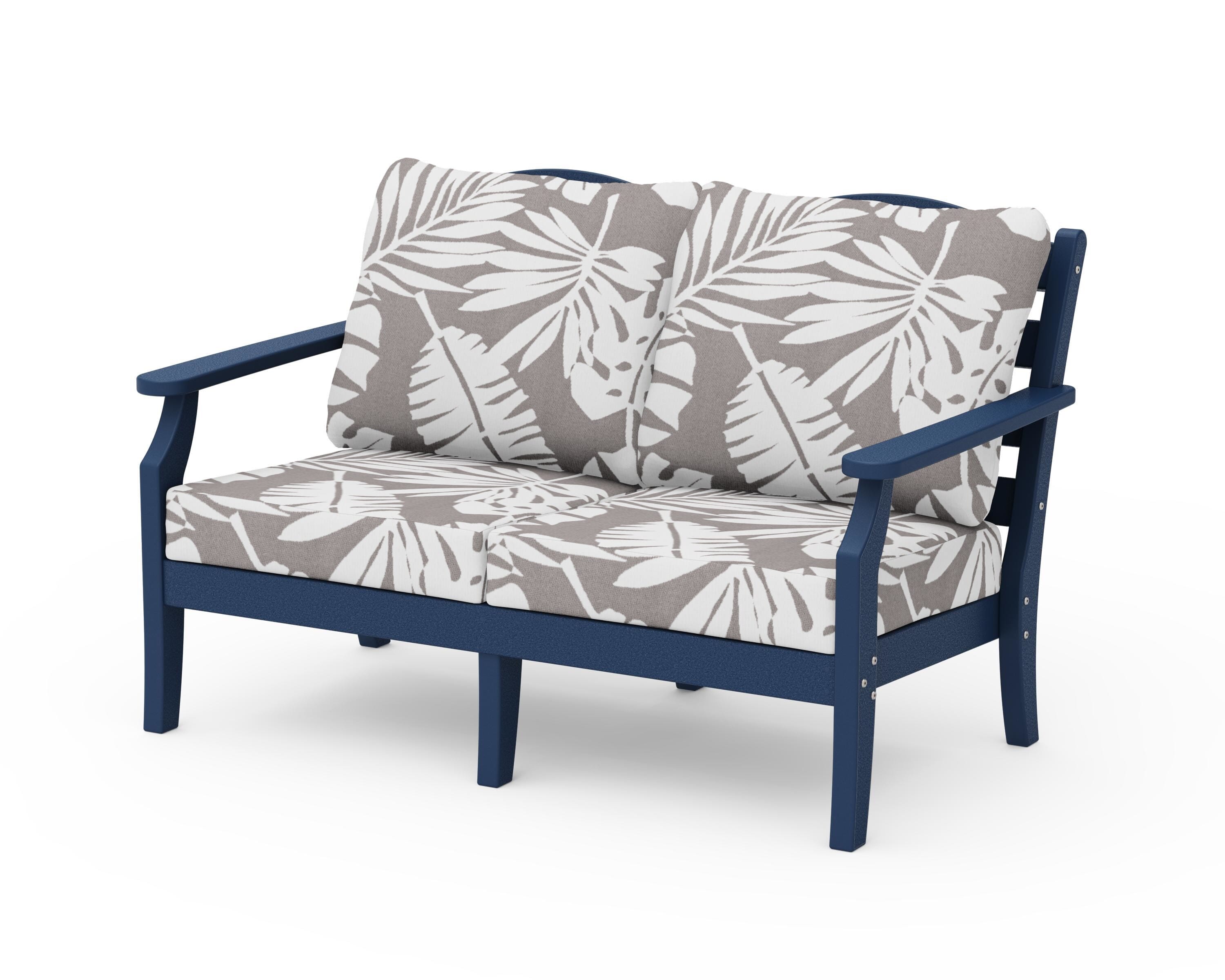 Draper James™ by  POLYWOOD® Savannah Deep Seating Loveseat in Navy / Leaf Grey Mist