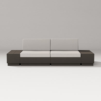 PW Designer Series Elevate 4-Piece Loveseat Sectional in Vintage Coffee / Cast Ash