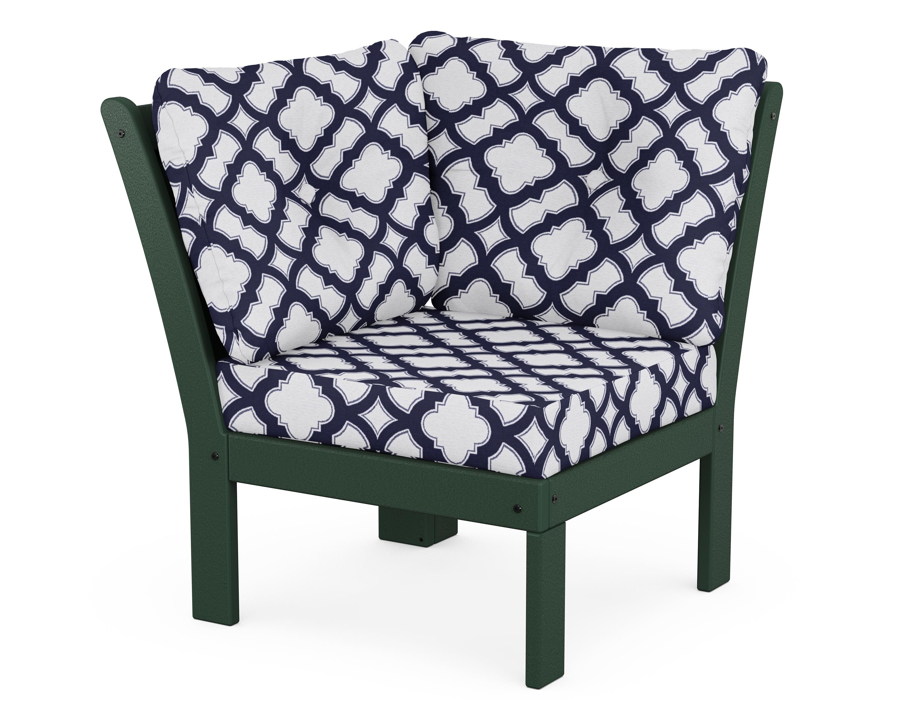 POLYWOOD® Vineyard Modular Corner Chair in Green / Trellis Navy