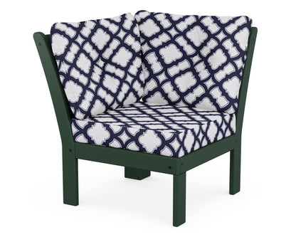 POLYWOOD® Vineyard Modular Corner Chair in Green / Trellis Navy