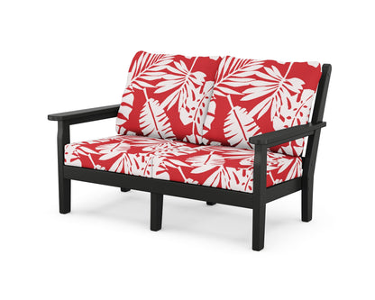 POLYWOOD® Chippendale Deep Seating Loveseat in Black / Leaf Crimson