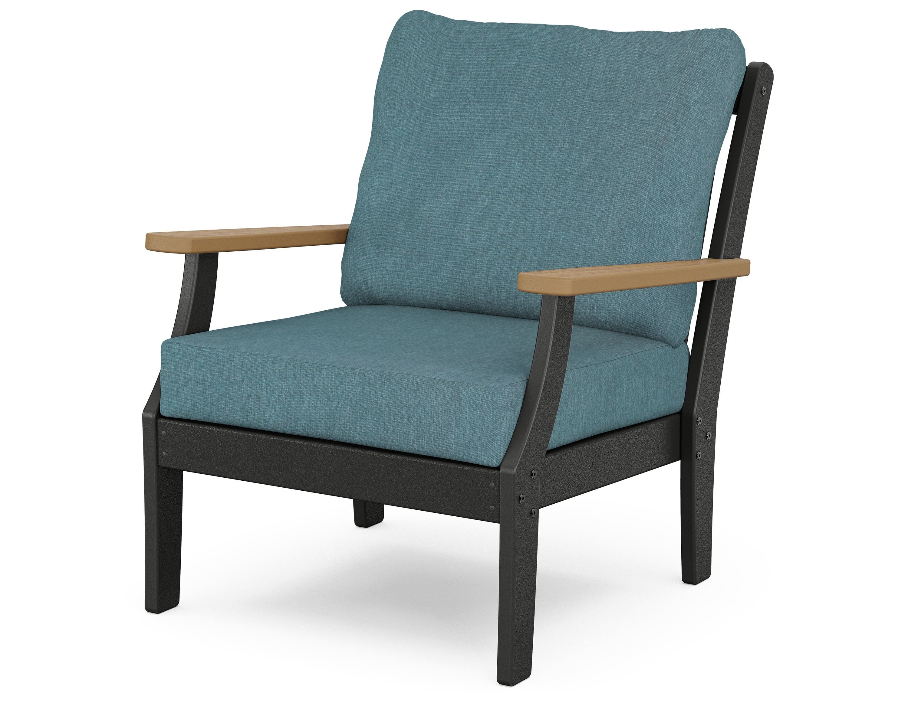 POLYWOOD® Braxton Deep Seating Chair in Black / Natural / Ocean Teal