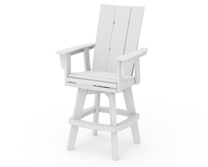 POLYWOOD® Modern Curveback Adirondack Swivel Bar Chair in White