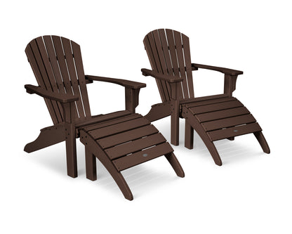 POLYWOOD® Seashell Adirondack Set with Ottomans in Mahogany