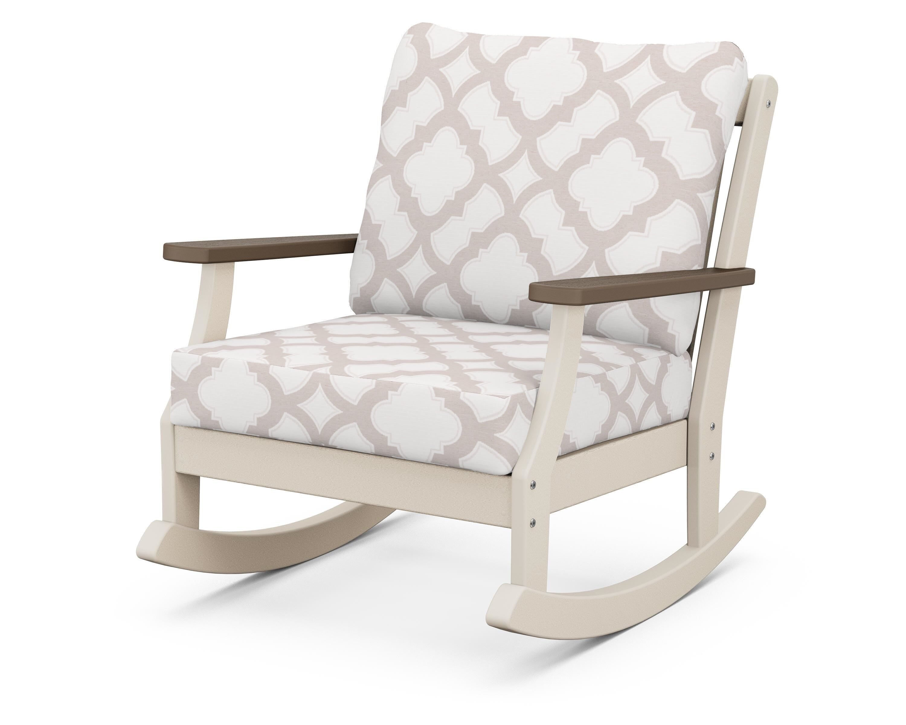 POLYWOOD® Braxton Deep Seating Rocking Chair in Sand / Kona / Trellis Dune Burlap