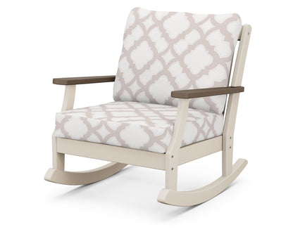 POLYWOOD® Braxton Deep Seating Rocking Chair in Sand / Kona / Trellis Dune Burlap