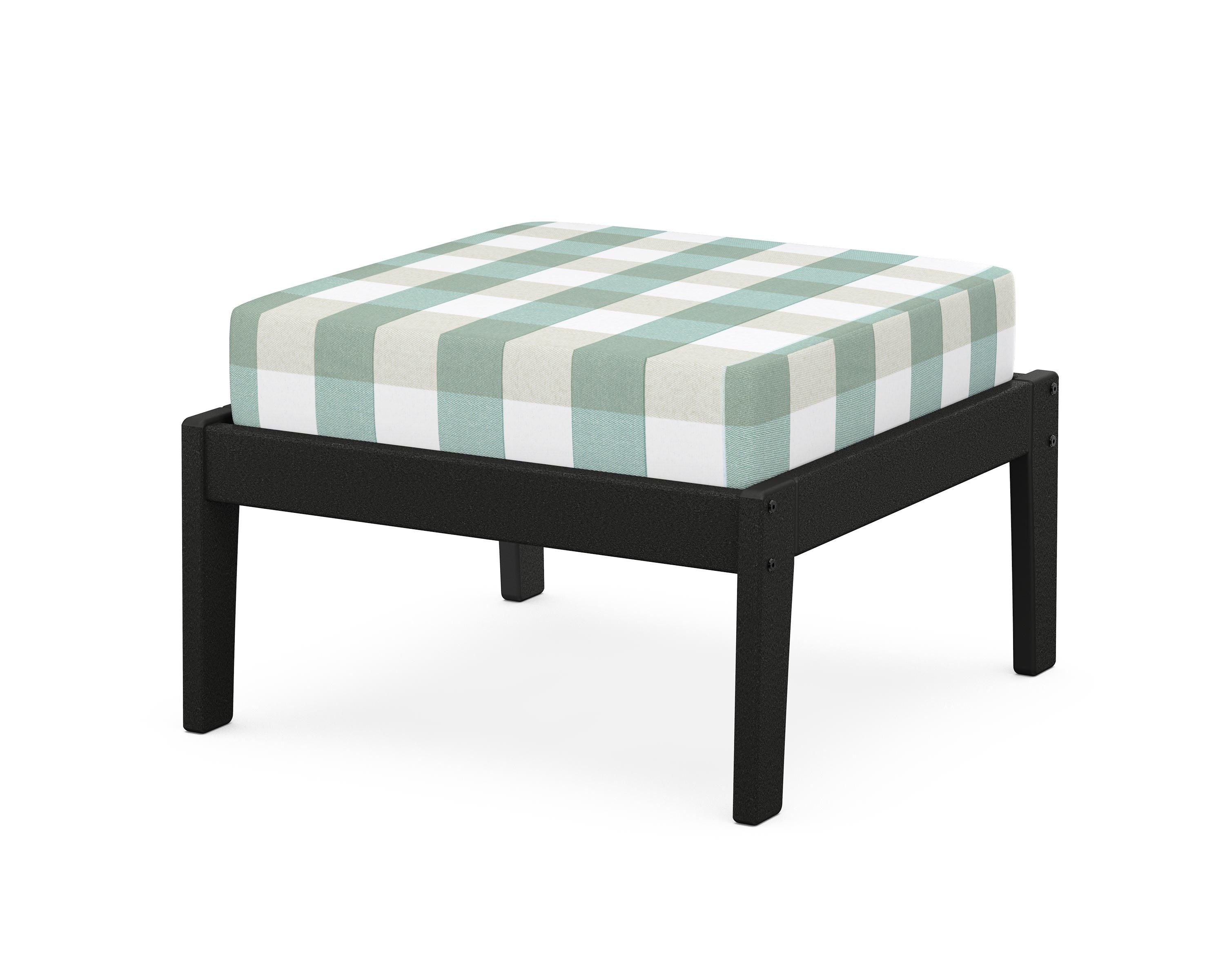 Unbranded Deep Seating Ottoman in Black / Buffalo Plaid Glacier Spa