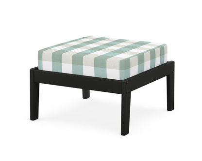 Unbranded Deep Seating Ottoman in Black / Buffalo Plaid Glacier Spa