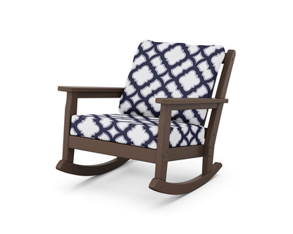 POLYWOOD® Chippendale Deep Seating Rocking Chair in Mahogany / Trellis Navy