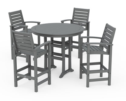 POLYWOOD® 5 Piece Signature Bar Dining Set in Slate Grey