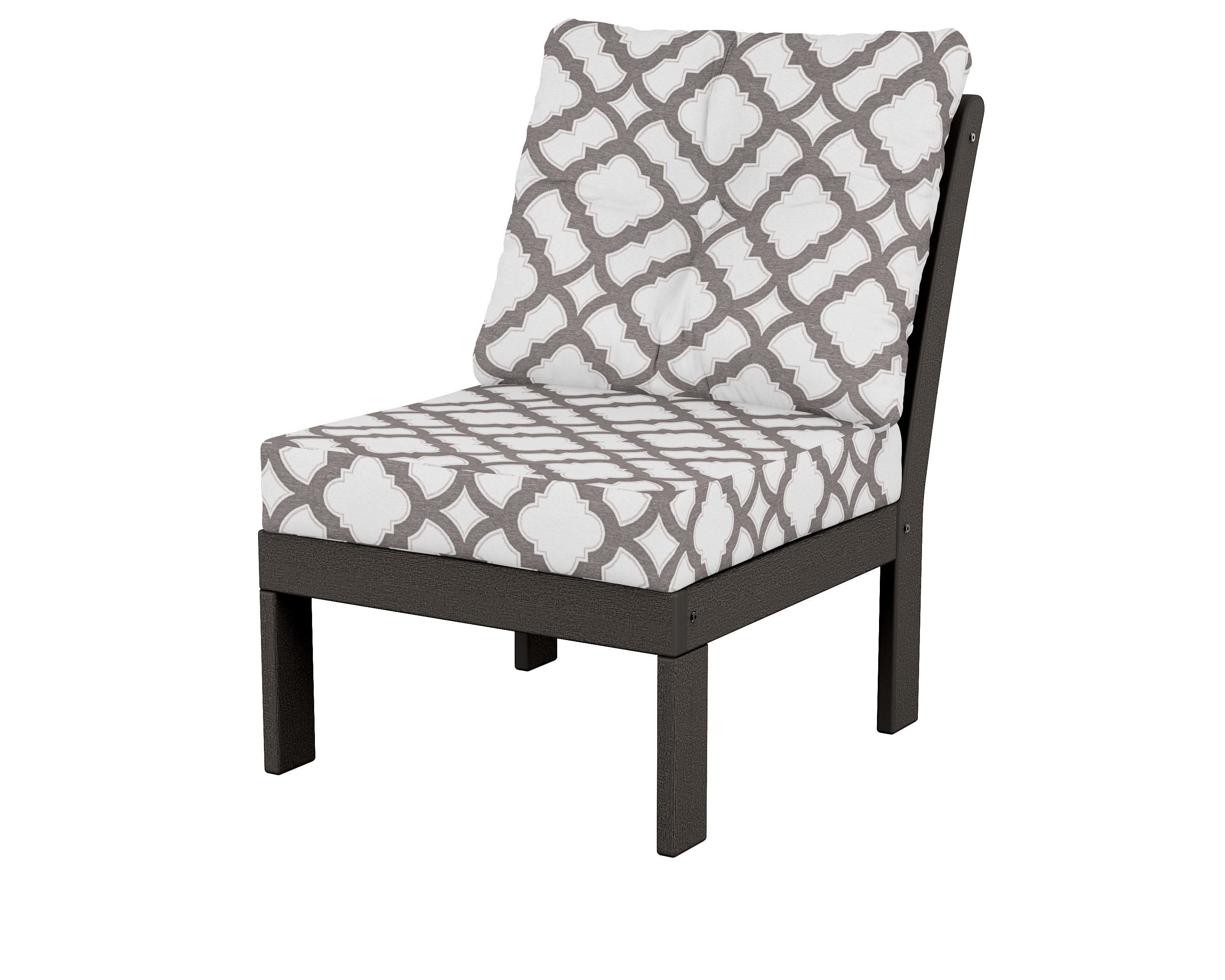 POLYWOOD® Vineyard Modular Armless Chair in Vintage Coffee / Trellis Grey Mist
