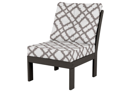 POLYWOOD® Vineyard Modular Armless Chair in Vintage Coffee / Trellis Grey Mist