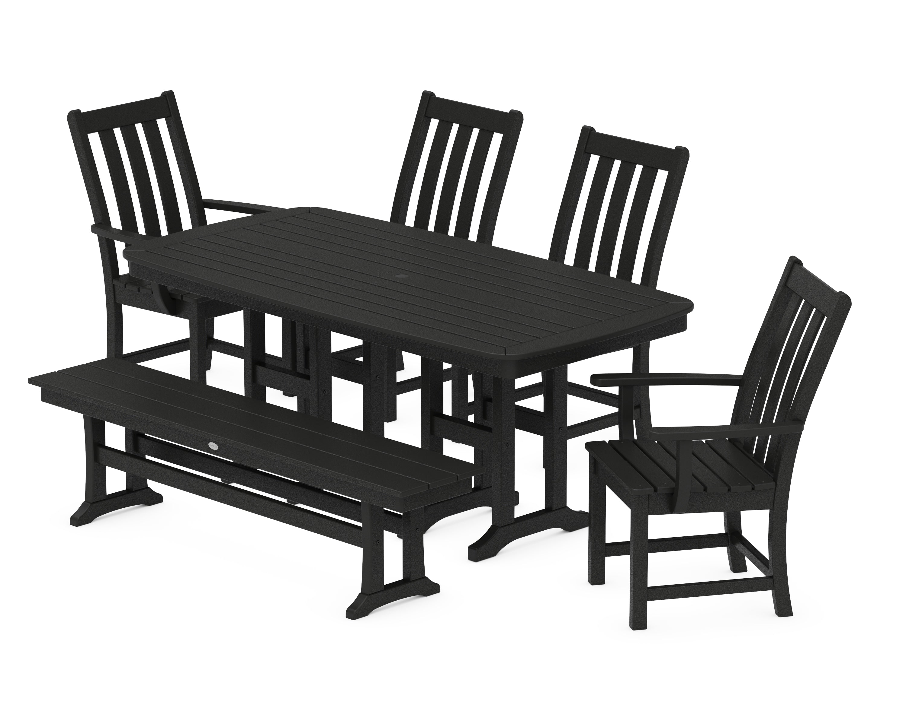 POLYWOOD® Vineyard 6-Piece Dining Set with Bench in Black