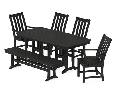 POLYWOOD® Vineyard 6-Piece Dining Set with Bench in Black