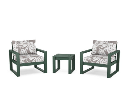 POLYWOOD® EDGE Sectional 3-Piece Deep Seating Set in Green / Leaf Grey Mist