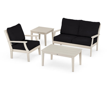 POLYWOOD® Braxton 4-Piece Deep Seating Set in Sand / Midnight Linen