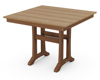 POLYWOOD® Farmhouse Trestle 37" Dining Table in Teak / Natural
