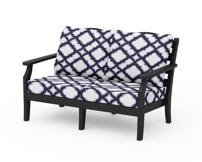 Draper James™ by  POLYWOOD® Savannah Deep Seating Loveseat in Black / Trellis Navy