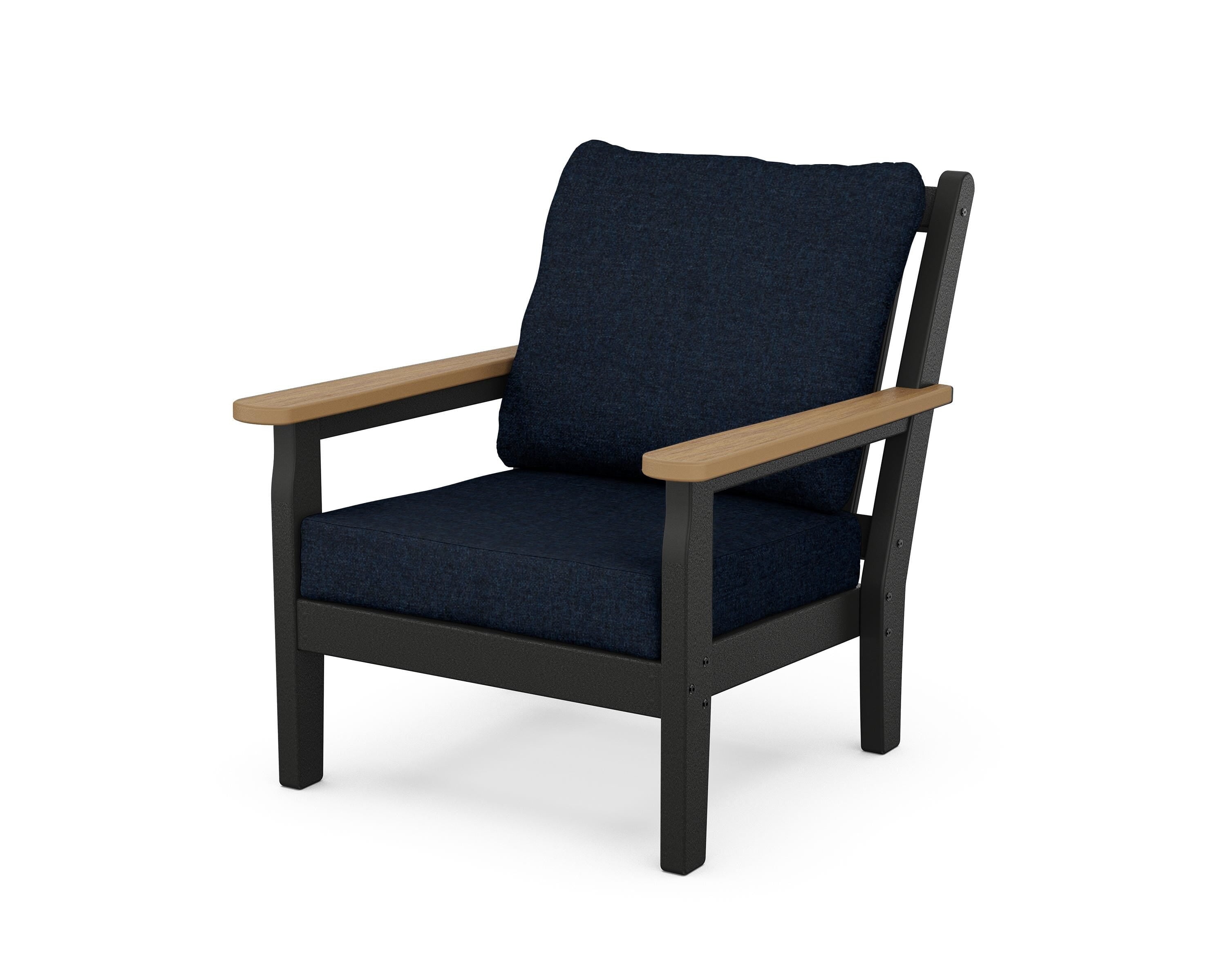 POLYWOOD® Chippendale Deep Seating Chair in Black / Natural / Marine Indigo