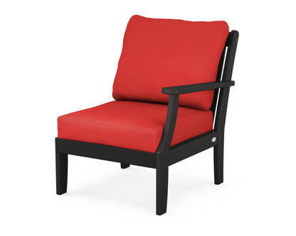 POLYWOOD® Braxton Modular Right Arm Chair in Black / Crimson Linen