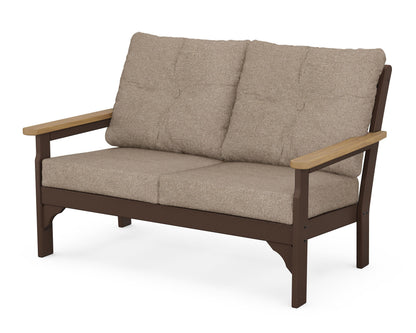 POLYWOOD® Vineyard Deep Seating Loveseat in Mahogany / Natural / Spiced Burlap