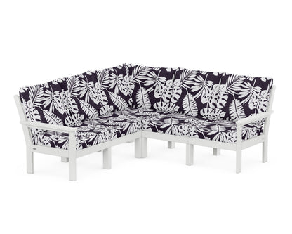 POLYWOOD® Vineyard 5-Piece Sectional in White / Leaf Navy