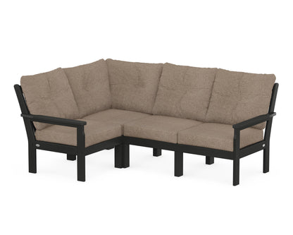 POLYWOOD® Vineyard 4-Piece Sectional in Black / Spiced Burlap