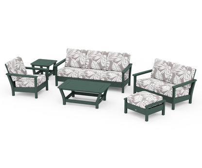 POLYWOOD® Harbour 6-Piece Outdoor Living Set in Green / Leaf Grey Mist