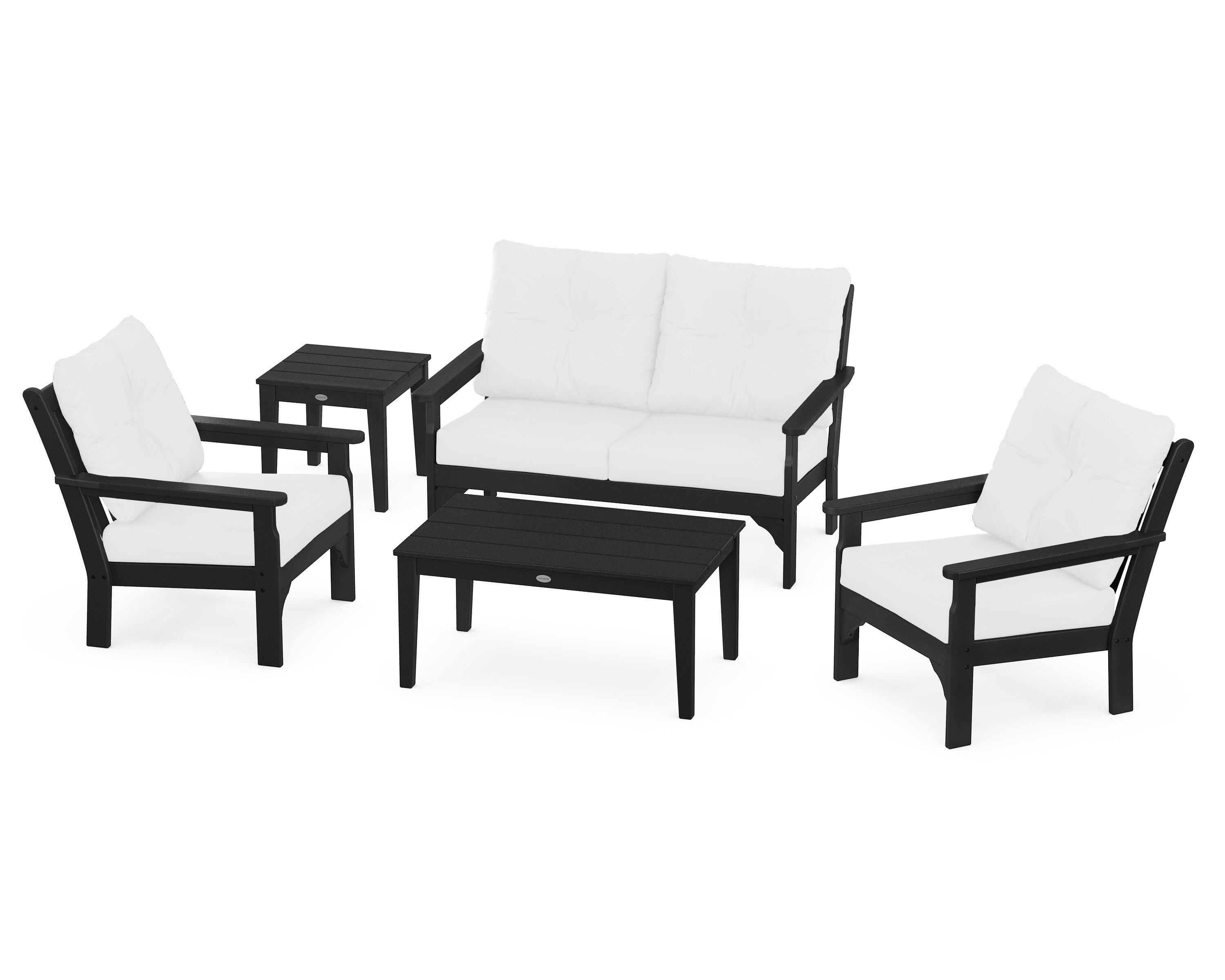 POLYWOOD® Vineyard 5-Piece Deep Seating Set in Black / Natural