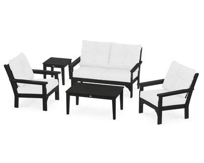 POLYWOOD® Vineyard 5-Piece Deep Seating Set in Black / Natural