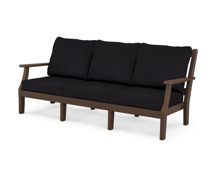 Martha Stewart by POLYWOOD® Chinoiserie Deep Seating Sofa in Mahogany / Midnight Linen