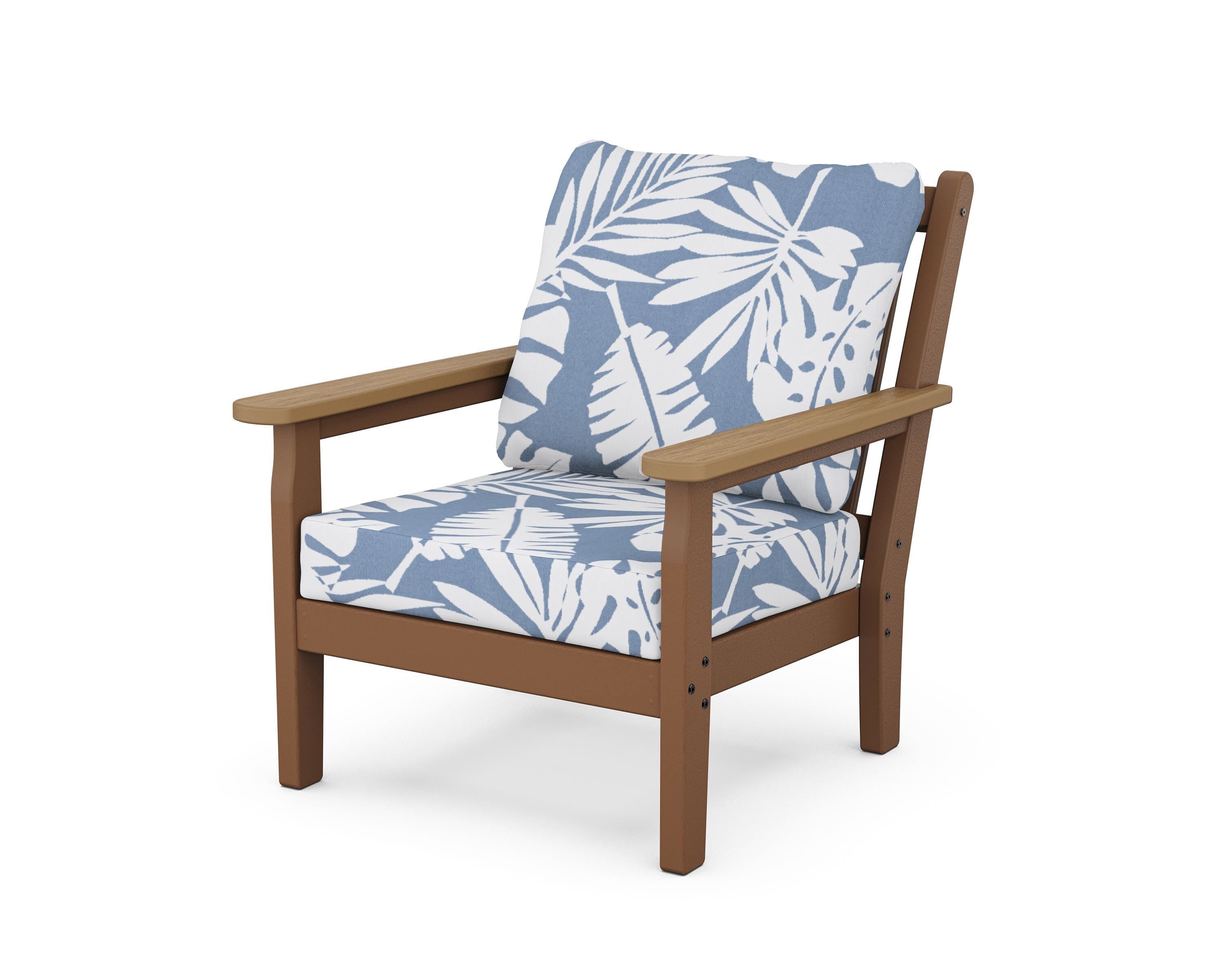 POLYWOOD® Chippendale Deep Seating Chair in Teak / Natural / Leaf Sky Blue