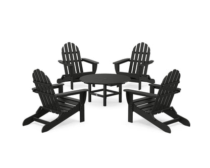 POLYWOOD® Classic Folding Adirondack 5-Piece Conversation Group in Black