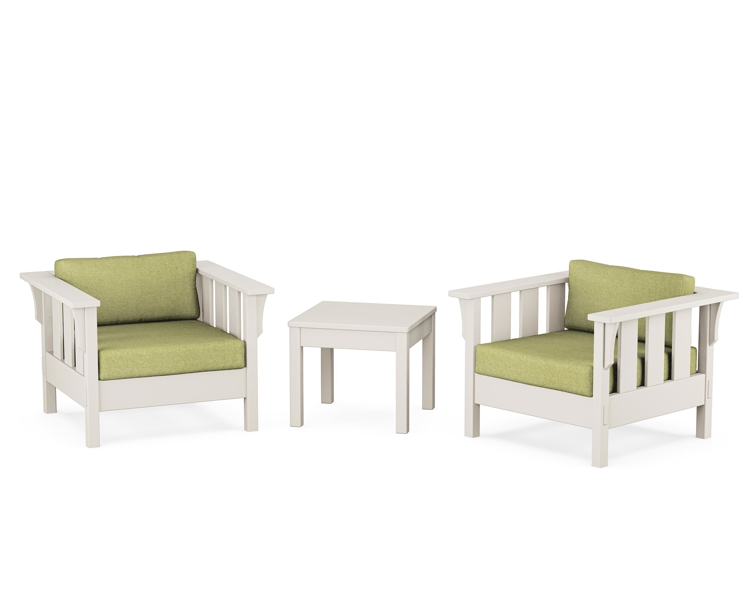 Martha Stewart by POLYWOOD® Acadia 3-Piece Deep Seating Set in Sand / Chartreuse Boucle