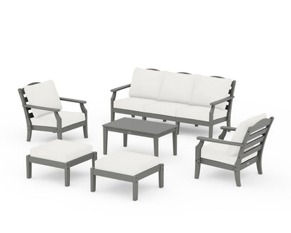 Draper James™ by  POLYWOOD® Savannah 6-Piece Lounge Sofa Set in Slate Grey / Natural Linen