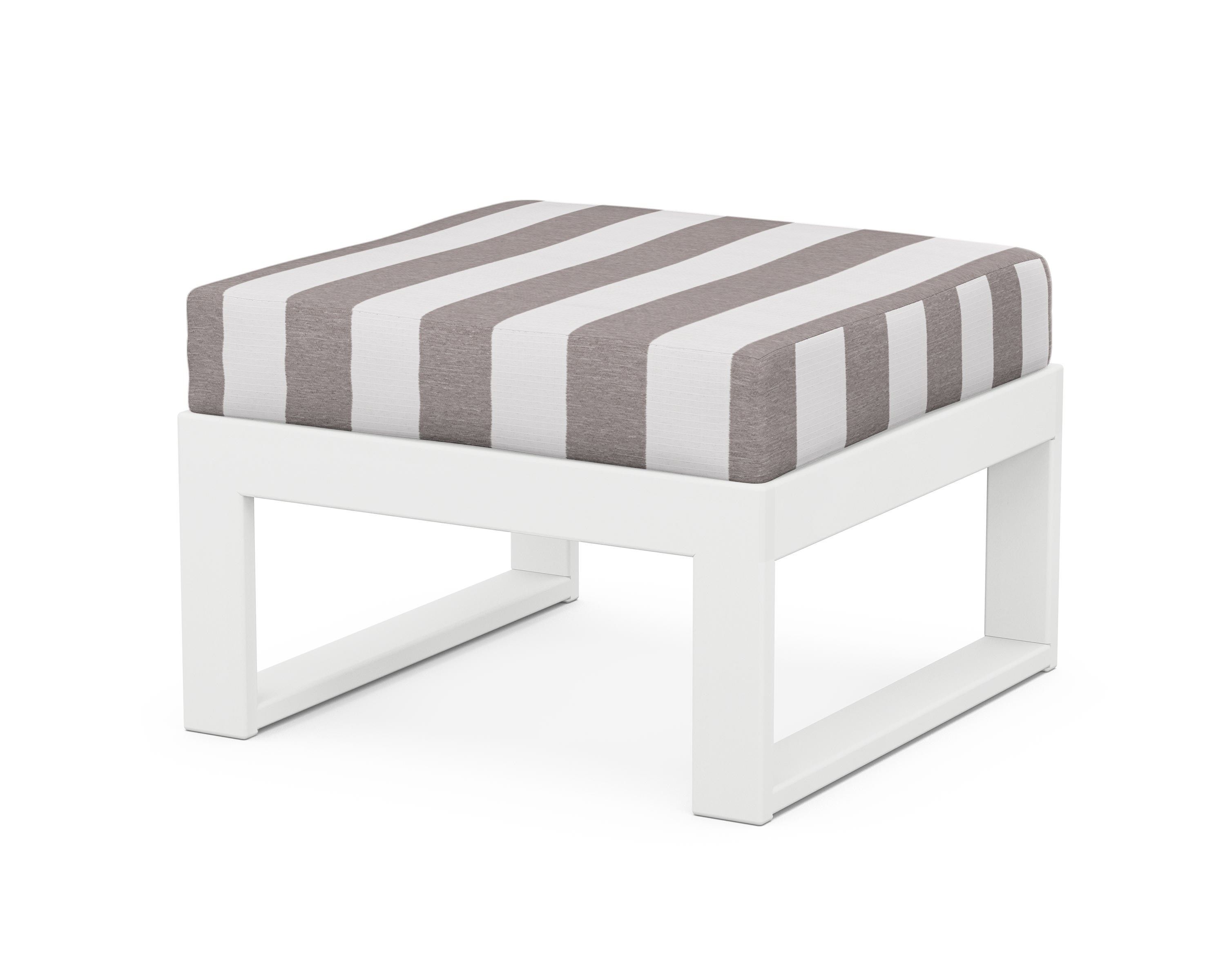Unbranded Modular Ottoman - Modern in White / Cabana Stripe Grey Mist