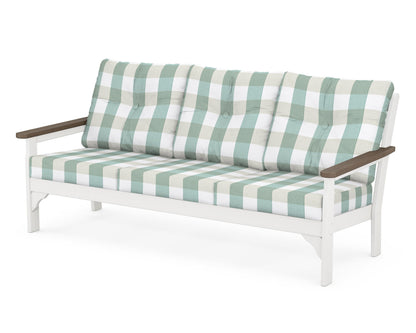 POLYWOOD® Vineyard Deep Seating Sofa in White / Kona / Buffalo Plaid Glacier Spa