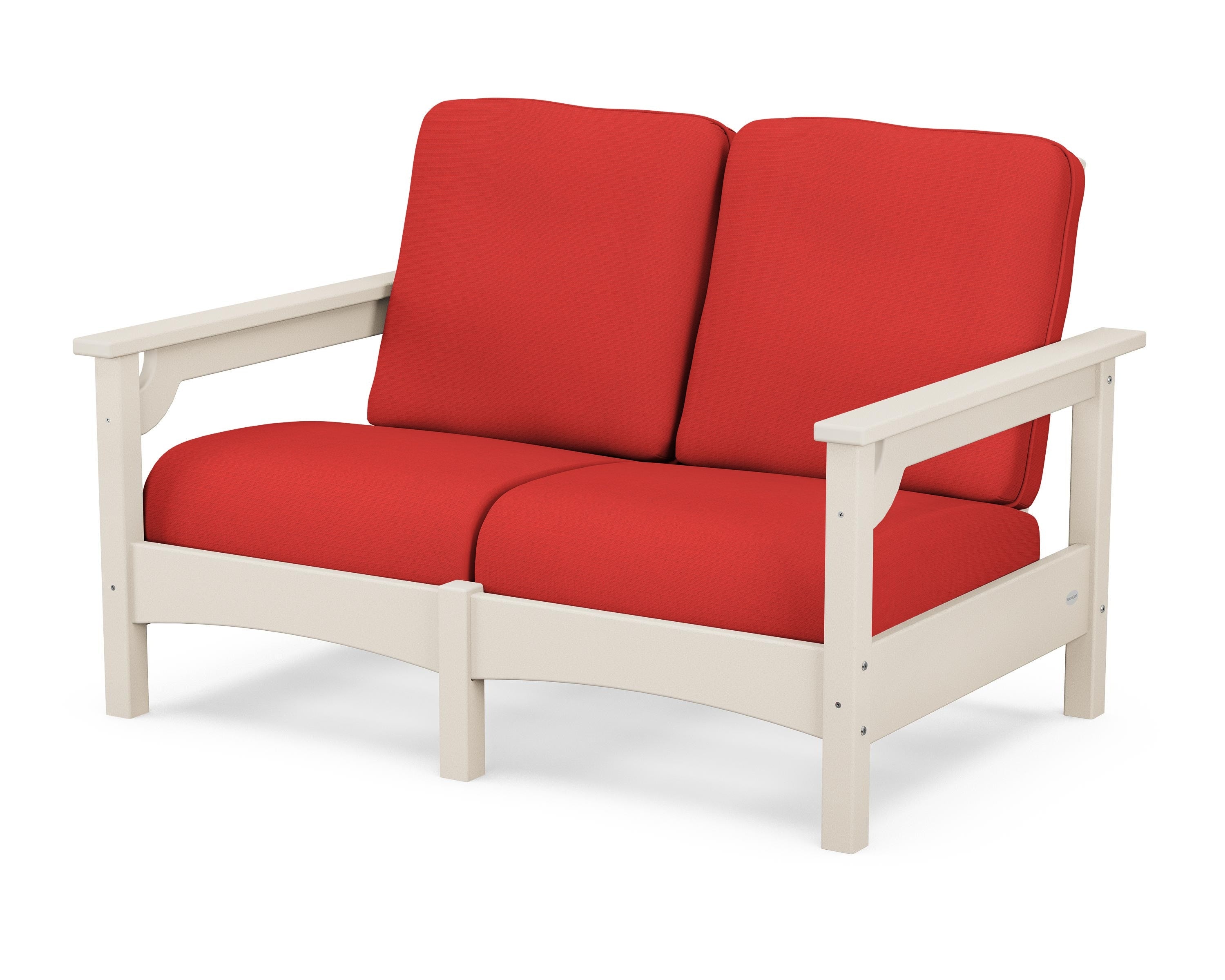 POLYWOOD® Club Loveseat in Sand / Crimson Linen