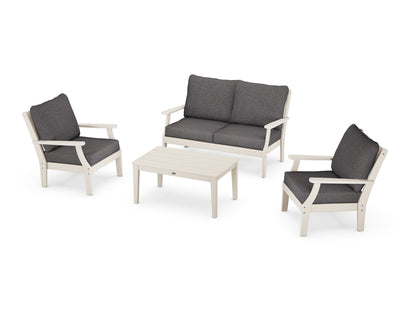 POLYWOOD® Braxton 4-Piece Deep Seating Chair Set in Sand / Ash Charcoal