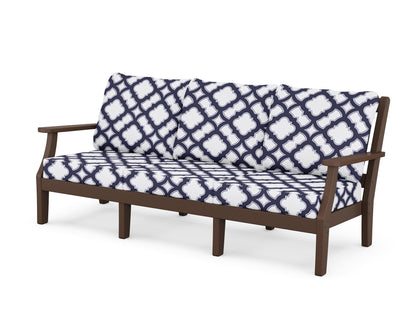 Martha Stewart by POLYWOOD® Chinoiserie Deep Seating Sofa in Mahogany / Trellis Navy