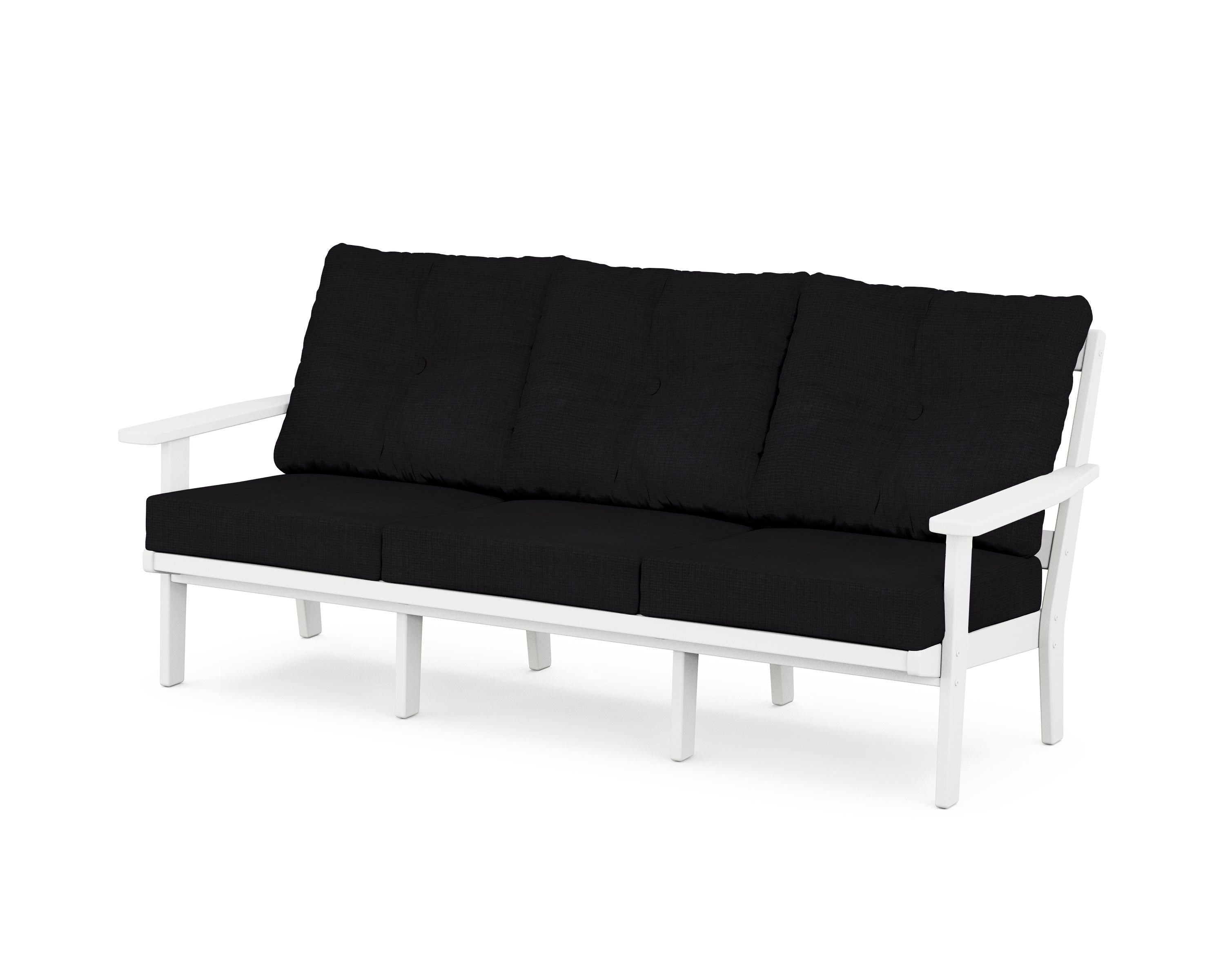 POLYWOOD® Prairie Deep Seating Sofa in White / Midnight Linen