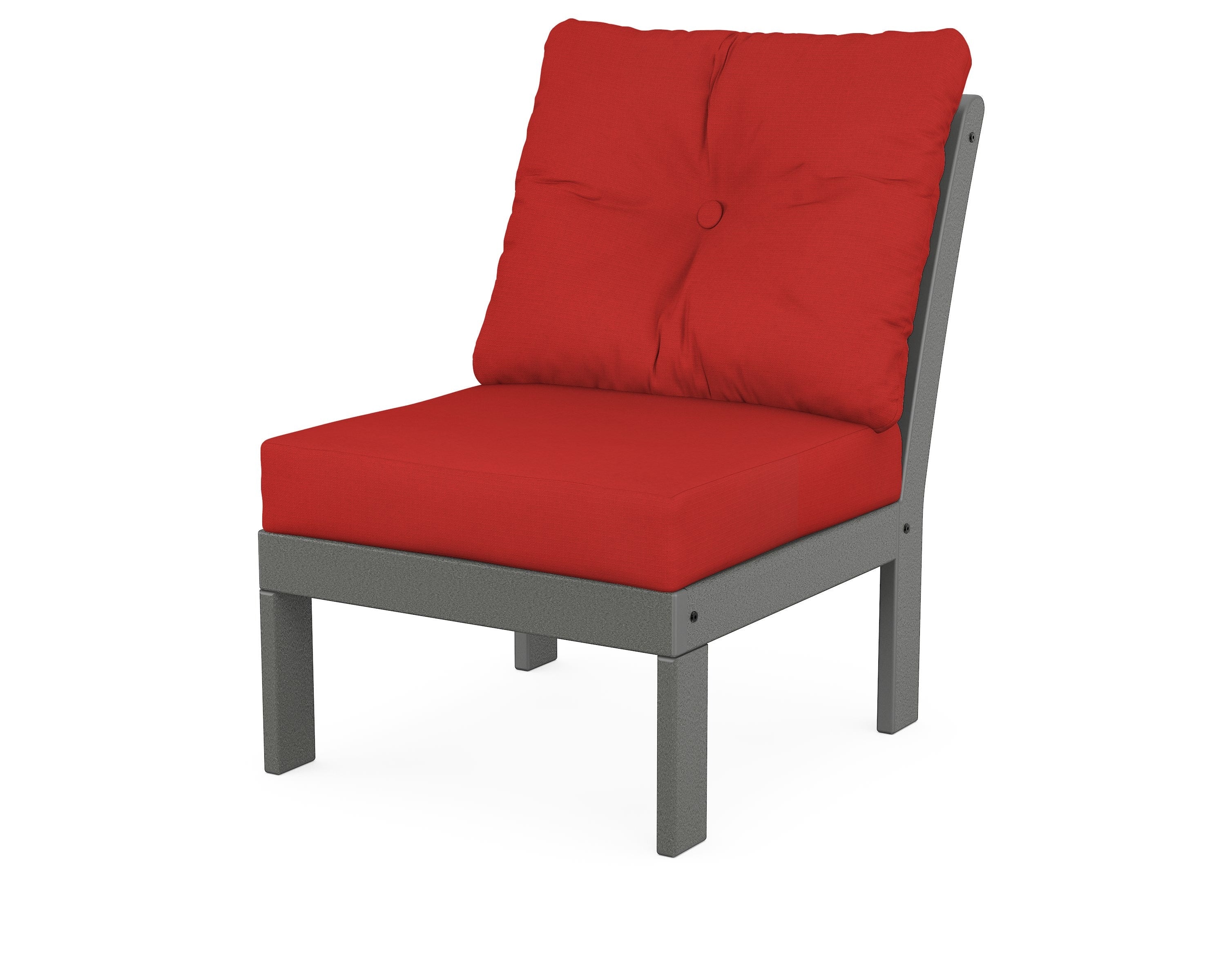 POLYWOOD® Vineyard Modular Armless Chair in Slate Grey / Crimson Linen